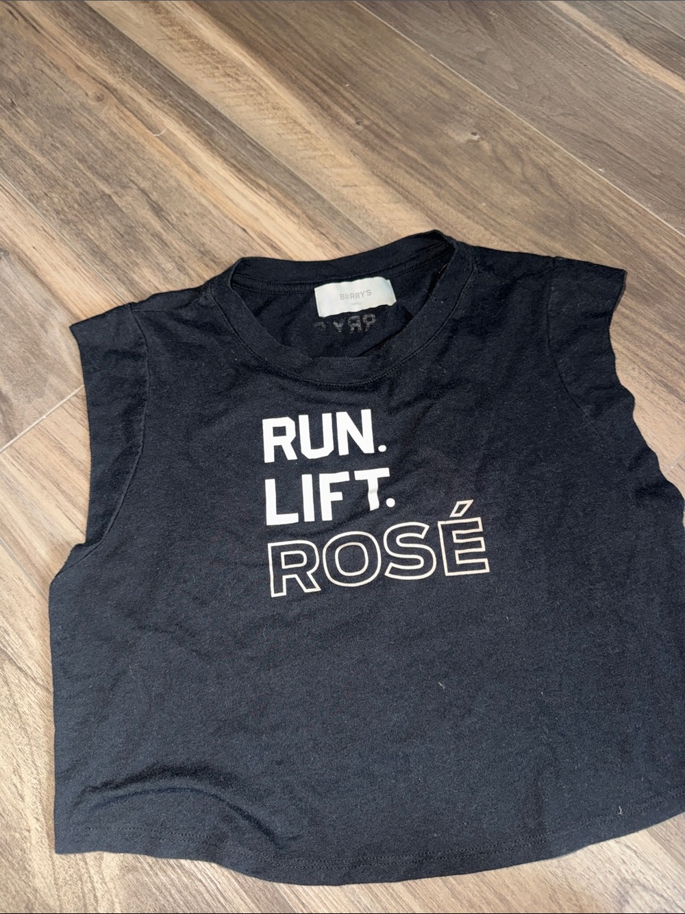 Cropped Graphic Muscle Tank - Black RUN. LIFT. ROSÉ